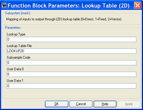 Lookup 2D Parameters Dialog Box