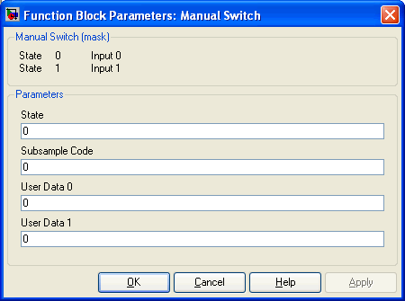 Manual Switch Parameters Dialog Box