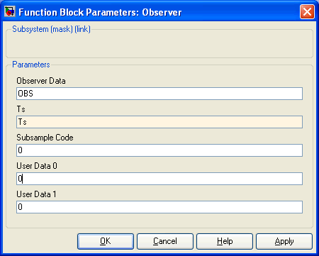 Observer Parameters Dialog Box