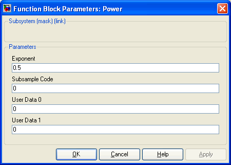 Power parameters dialog box