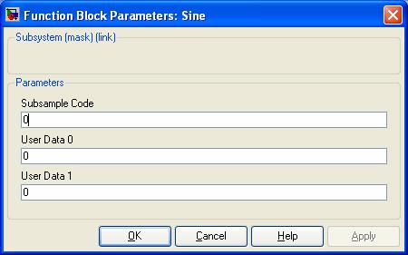 Sine Parameters Dialog Box