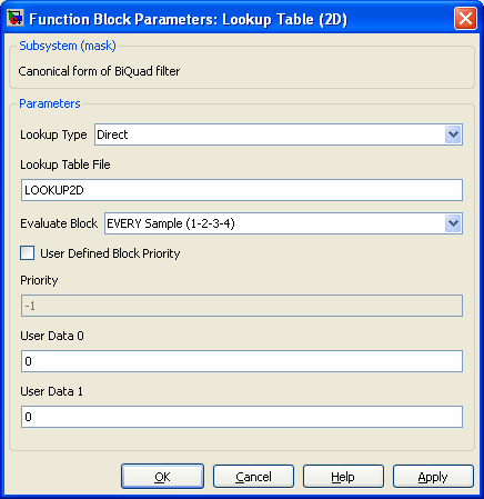 Lookup 2D Parameters Dialog Box