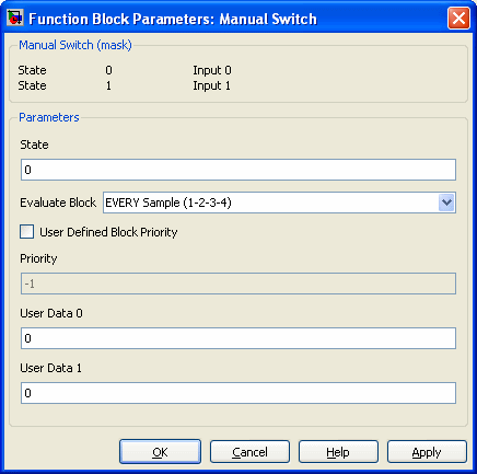 Manual Switch Parameters Dialog Box