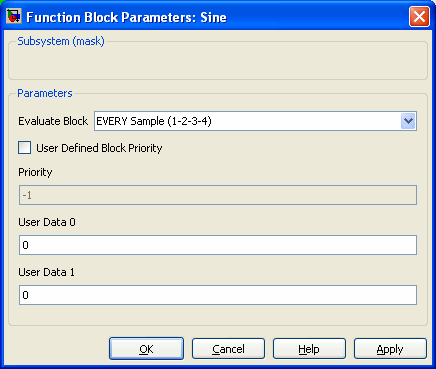 Sine Parameters Dialog Box